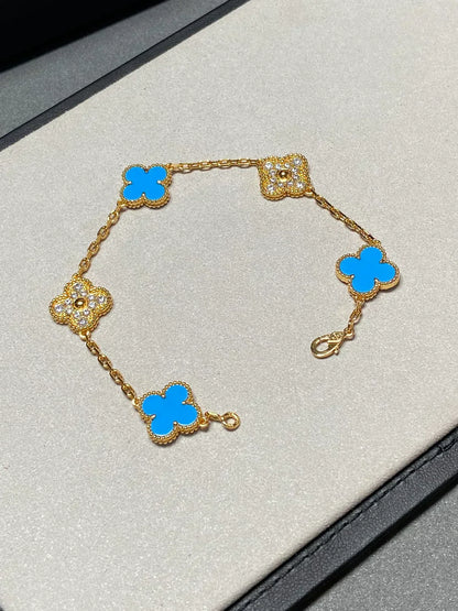 [Glimmer] CLOVER 5 MOTIF BLUE AGATE BRACELET COLLECTION