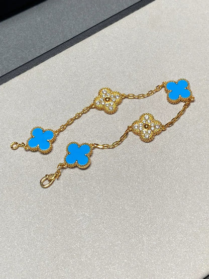 [Glimmer] CLOVER 5 MOTIF BLUE AGATE BRACELET COLLECTION