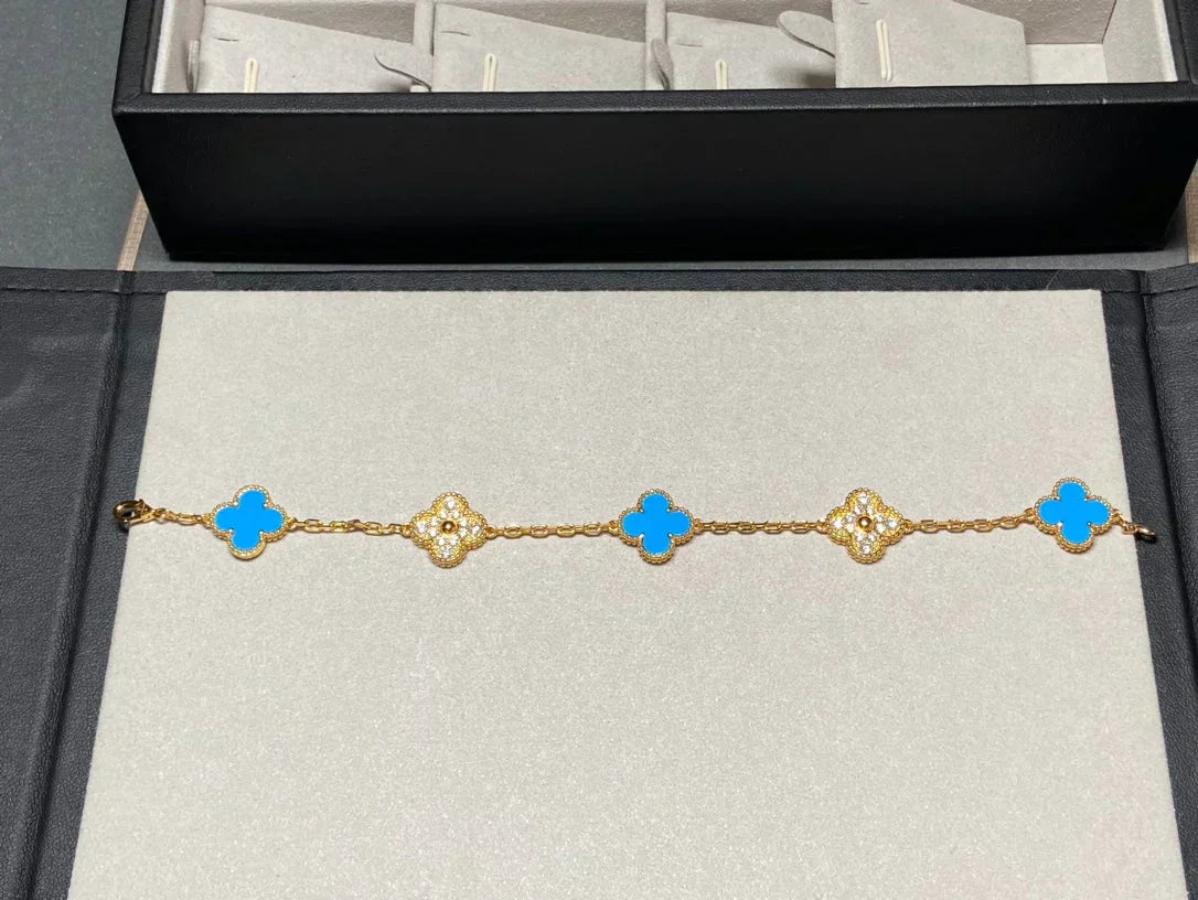 [Glimmer] CLOVER 5 MOTIF BLUE AGATE BRACELET COLLECTION