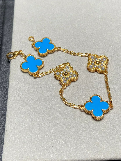 [Glimmer] CLOVER 5 MOTIF BLUE AGATE BRACELET COLLECTION