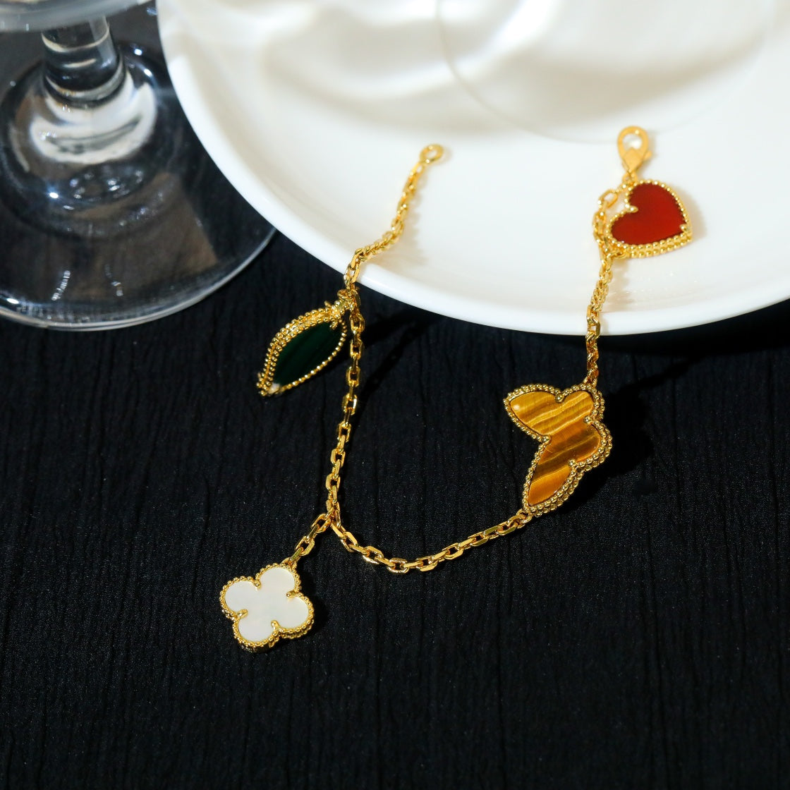 [Glimmer]LUCKY SPRING 5 MOTIF GOLD BRACELET