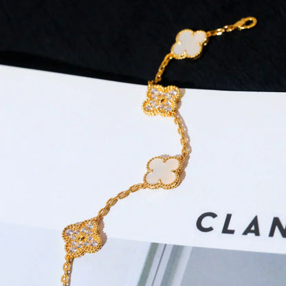 [Glimmer]CLOVER WHITE PEARL MOP 5 MOTIF BRACELET COLLECTION