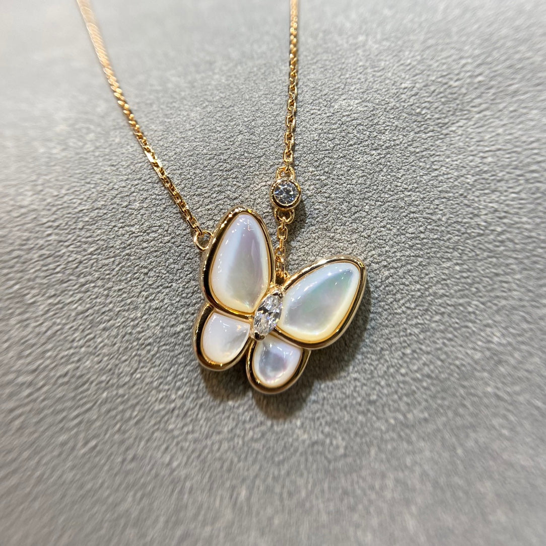 [Glimmer]バタフライモップ ダイヤモンドネックレス
