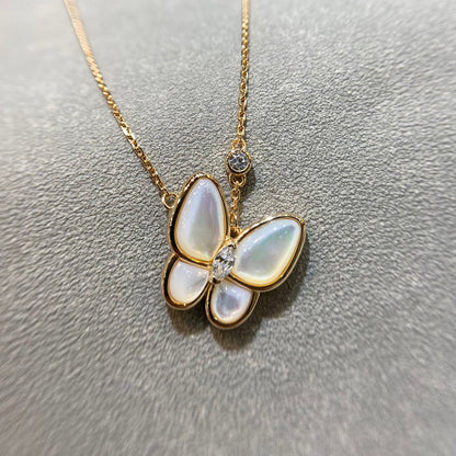 [Glimmer]バタフライモップ ダイヤモンドネックレス