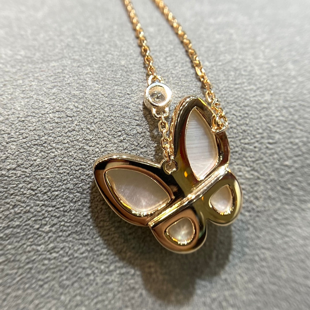 [Glimmer]バタフライモップ ダイヤモンドネックレス