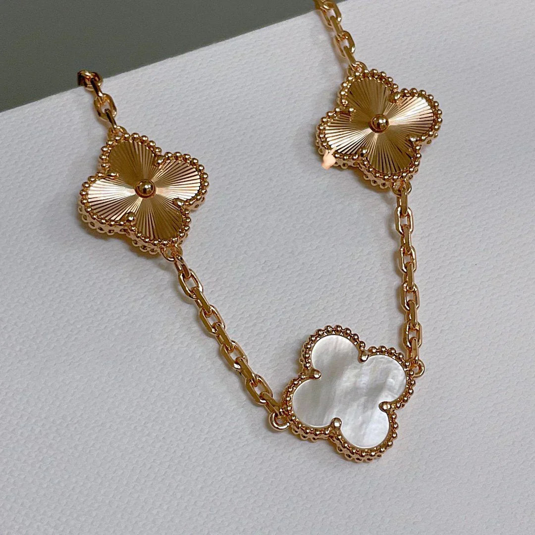 [Glimmer]CLOVER WHITE PEARL MOP 5 MOTIF BRACELET COLLECTION
