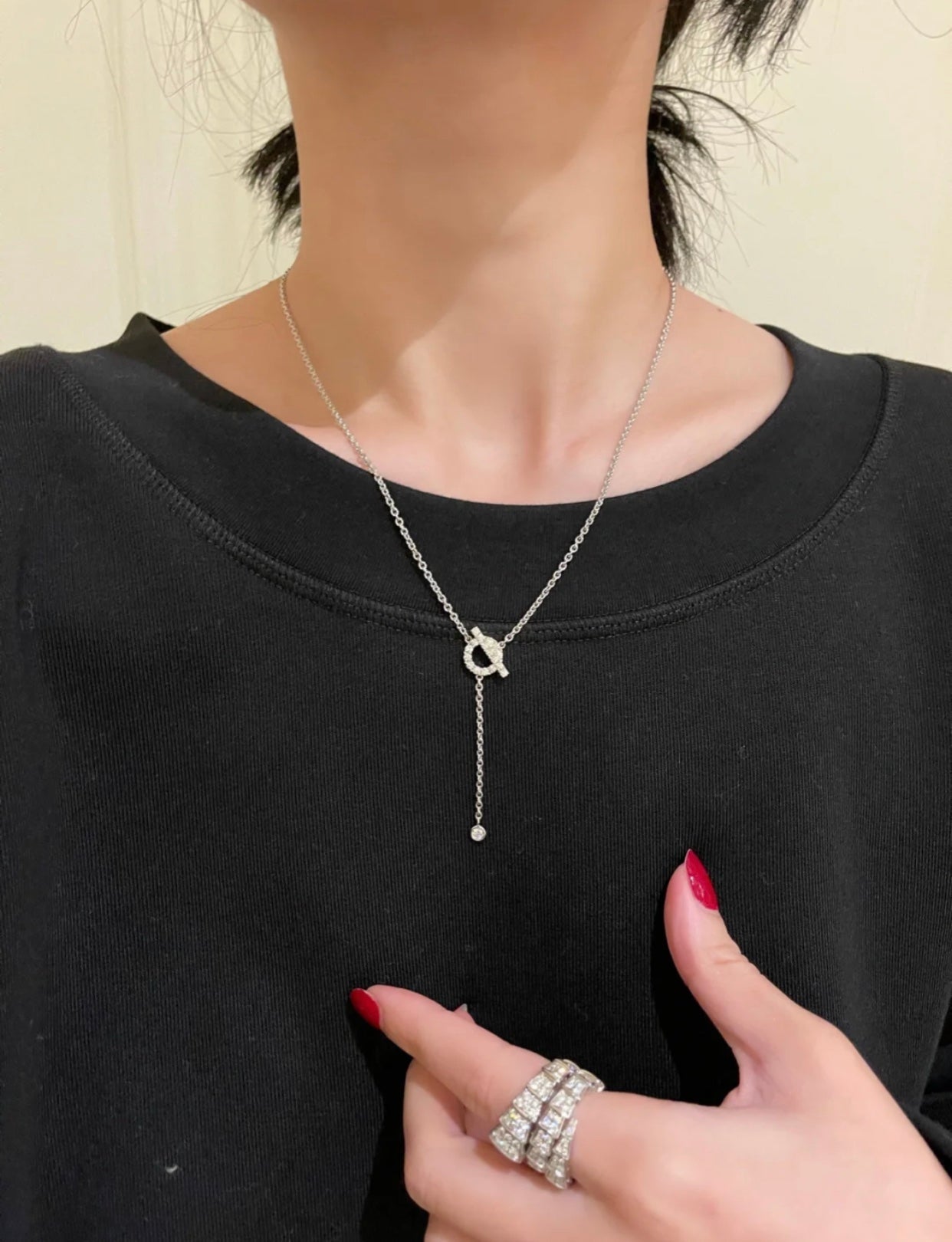 [Glimmer]FINESSE SILVER DIAMOND NECKLACE