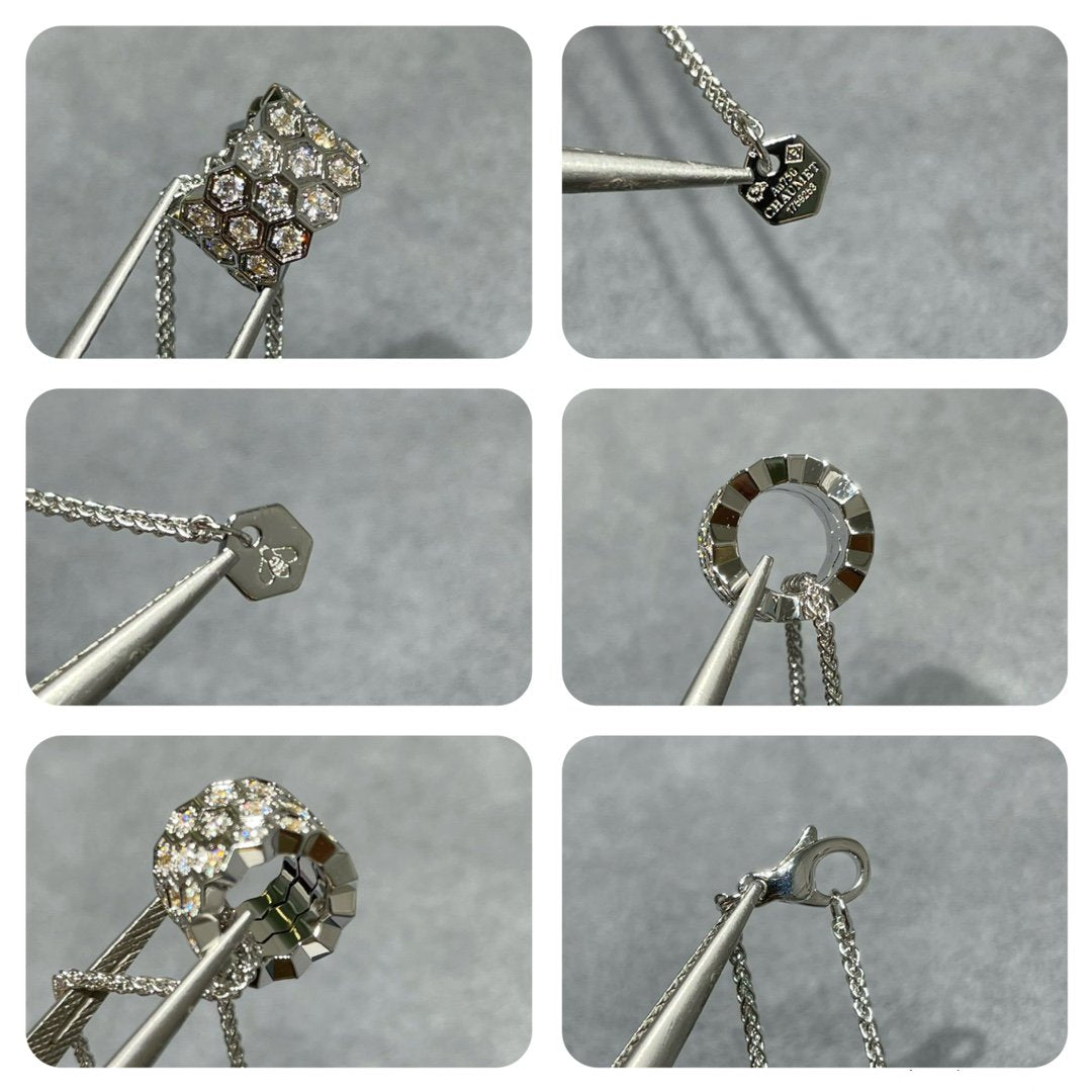 [Glimmer]BEE LOVE DIAMOND PAVED 3 ROW NECKLACE