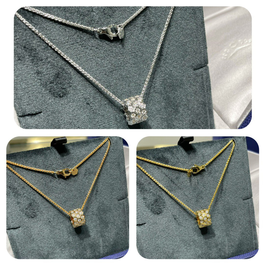 [Glimmer]BEE LOVE DIAMOND PAVED 3 ROW NECKLACE