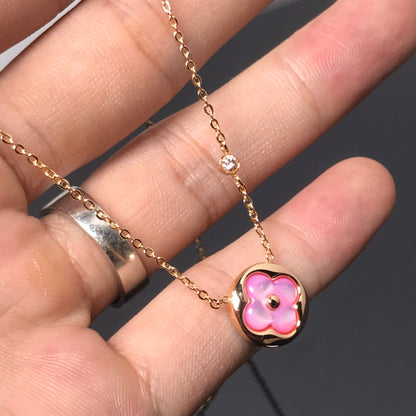 [Glimmer]COLOR BLOSSOM PINK MOP SUN GOLD NECKLACE