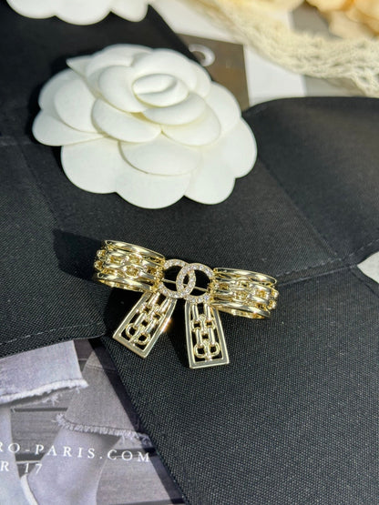 [Glimmer]25K Hollow Bow Brooch