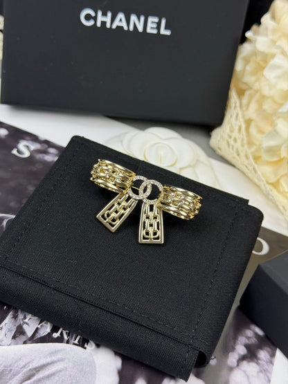 [Glimmer]25K Hollow Bow Brooch