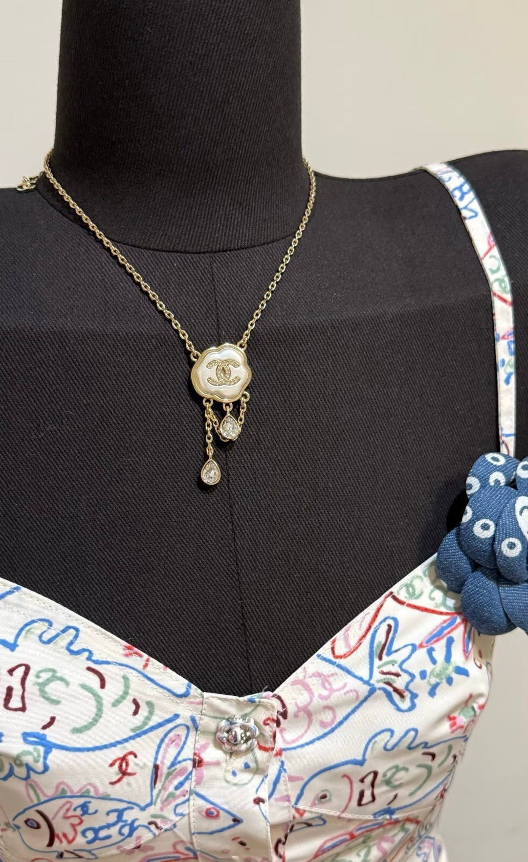 [Glimmer]Cloud Pearl Mother-of-Pearl Diamond Chain Pendant Necklace