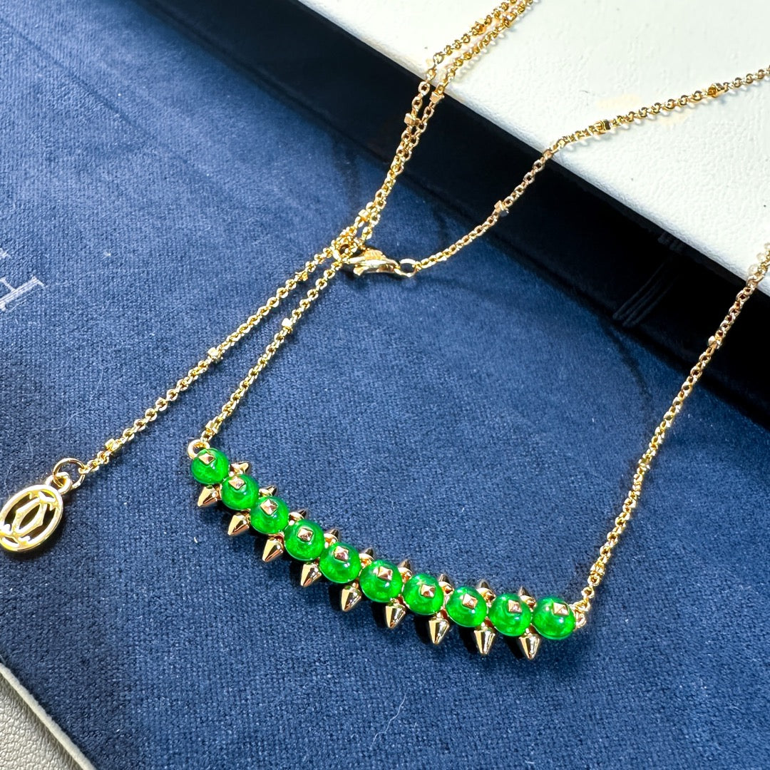 [Glimmer]New Arrival: Green Bead Rivet Necklace