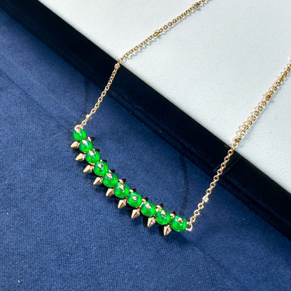 [Glimmer]New Arrival: Green Bead Rivet Necklace