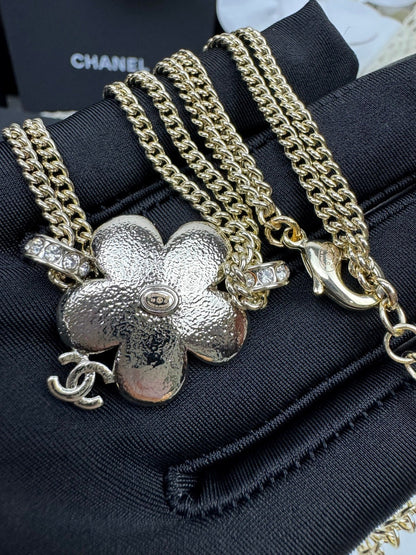 [Glimmer]New Blue Floral Double-Layer Necklace