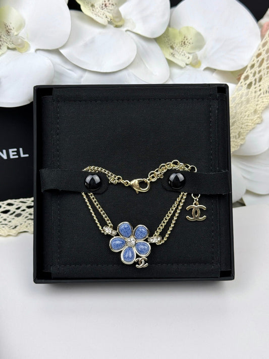 [Glimmer]VOLTE New Blue Floral Double-Layer Bracelet