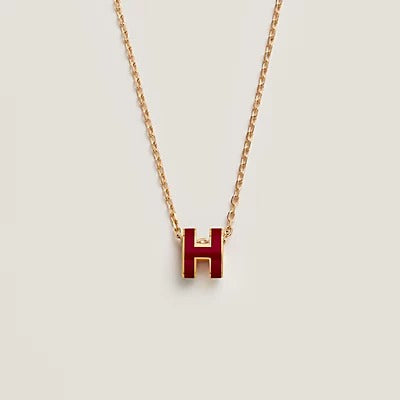 [Glimmer]HM CLIC RED ENAMEL GOLD NECKLACE