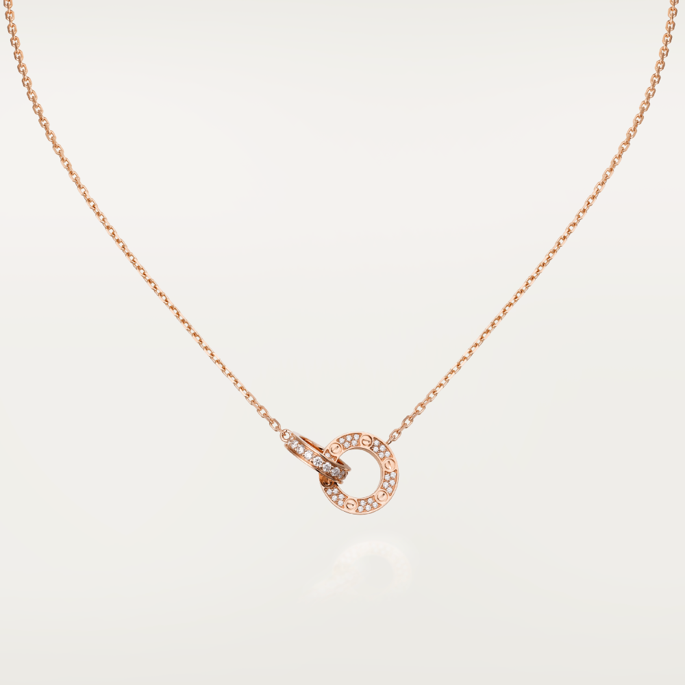 [Glimmer]LOVE 7.6MM NECKLACE Glimmer GOLD AND SILVER  FULL DIAMOND