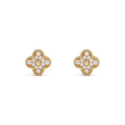 [Glimmer]CLOVER MEDIUM 1 MOTIFS FUll DIAMOND EARRINGS