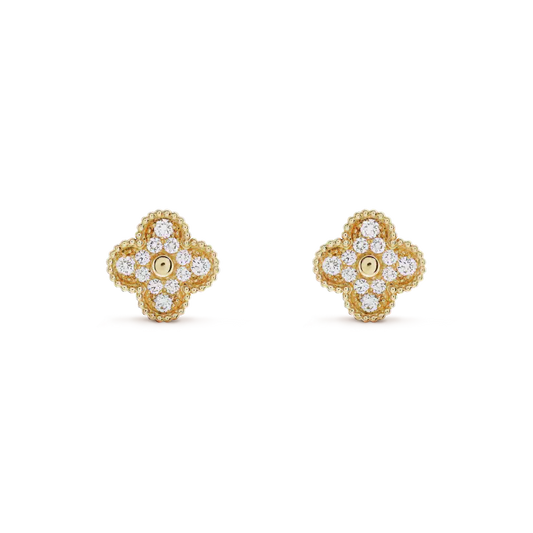 [Glimmer]CLOVER MEDIUM 1 MOTIFS FUll DIAMOND EARRINGS
