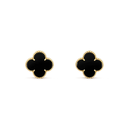 [Glimmer]CLOVER MEDIUM 1 MOTIFS  ONYX STUD EARRINGS