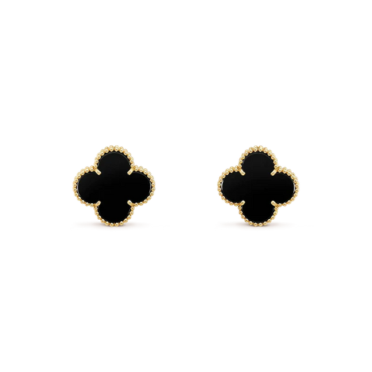 [Glimmer]CLOVER MEDIUM 1 MOTIFS  ONYX STUD EARRINGS