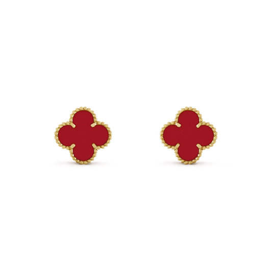 [Glimmer]CLOVER MINI 9.5MM CARNELIAN EARRINGS