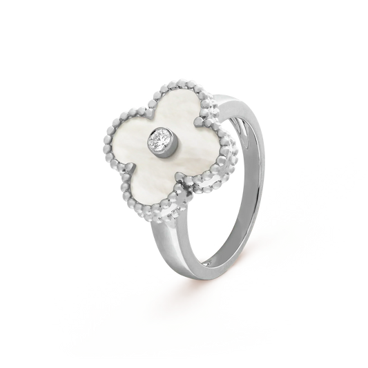 [Glimmer]CLOVER SILVER MOP DIAMOND RING