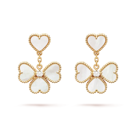 [Glimmer]CLOVER SWEET WHITE MOP EARRINGS
