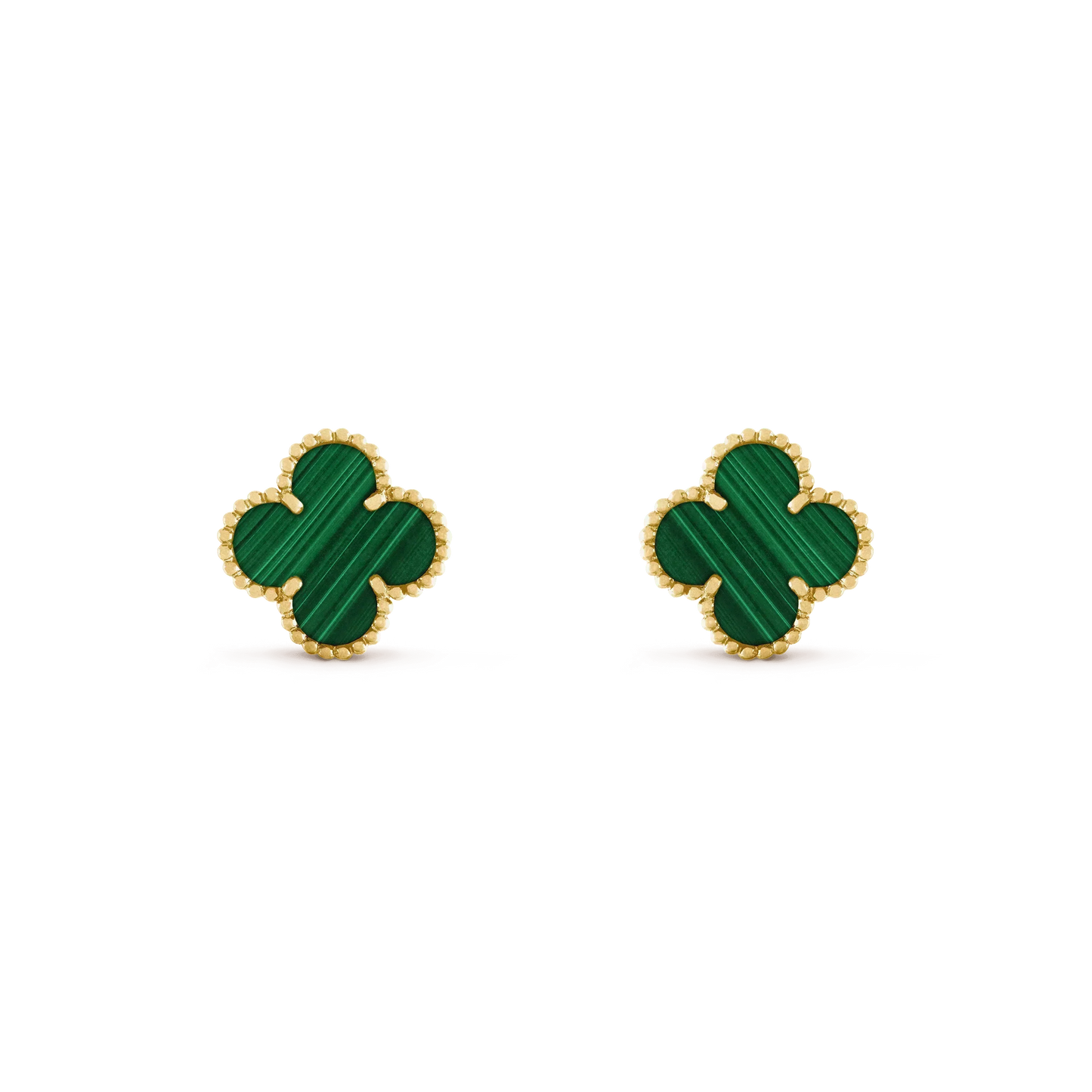 [Glimmer]CLOVER MEDIUM 1 MOTIFS MALACHITE  EARRINGS