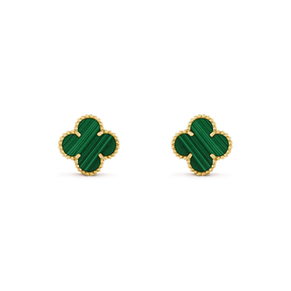 [Glimmer]CLOVER MEDIUM 1 MOTIFS MALACHITE  EARRINGS