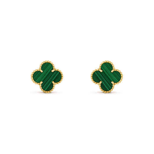 [Glimmer]CLOVER MEDIUM 1 MOTIFS MALACHITE  EARRINGS