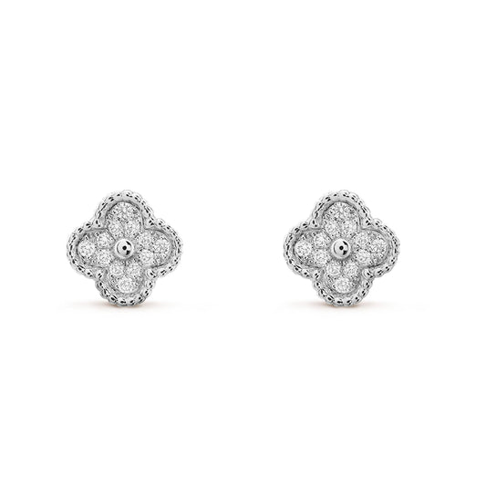[Glimmer]CLOVER MINI DIAMOND STUD EARRINGS