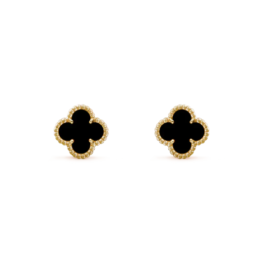 [Glimmer]CLOVER MINI 9.5MM BLACK MOP EARRINGS