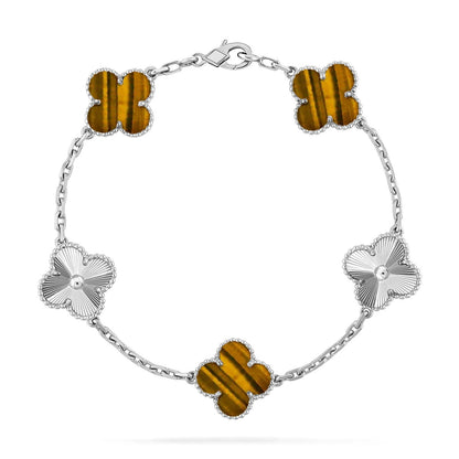 [Glimmer] CLOVER 5 MOTIFS TIGER EYE BRACELET COLLECTION