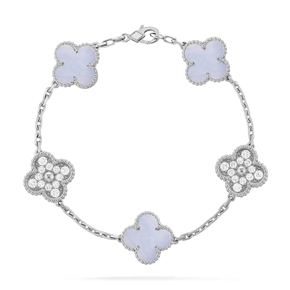 [Glimmer] CLOVER 5 MOTIF PURPLE CHALCEDONY BRACELET COLLECTION
