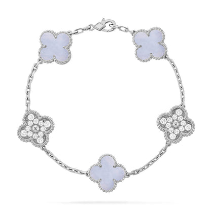 [Glimmer] CLOVER 5 MOTIF PURPLE CHALCEDONY BRACELET COLLECTION