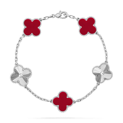 [Glimmer] CLOVER 5 MOTIF RED CORNELIAN BRACELET COLLECTION