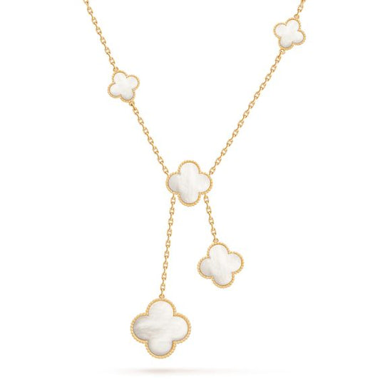[Glimmer]CLOVER MOTHER OF PEARL NECKLACE 6 MOTIF