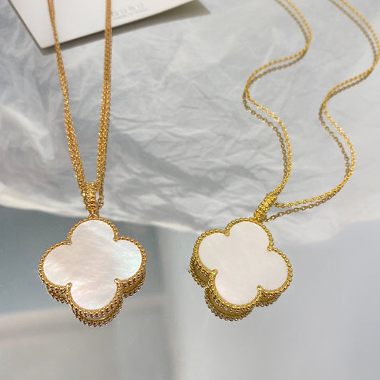 [Glimmer]CLOVER 25MM MOP LARGE PENDANT NECKLACE