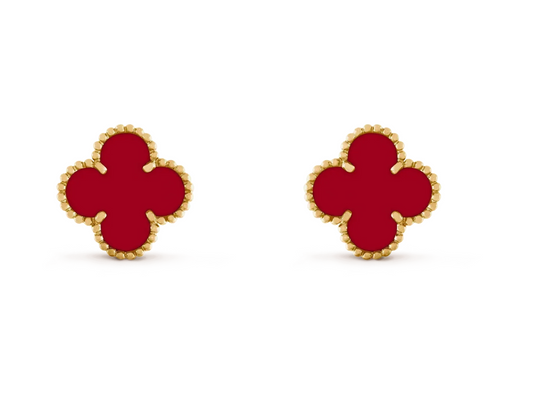 [Glimmer] CLOVER 20MM RED AGATE EARRINGS