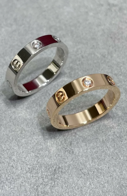 [Glimmer]LOVE RING 4MM 1 DIAMOND SILVER