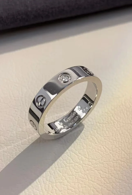 [Glimmer]LOVE RING 4MM 1 DIAMOND SILVER