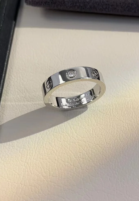 [Glimmer]LOVE RING 4MM 1 DIAMOND SILVER