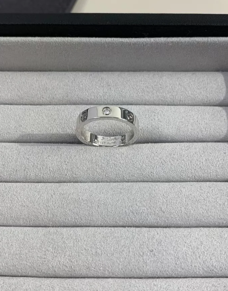[Glimmer]LOVE RING 4MM 1 DIAMOND SILVER
