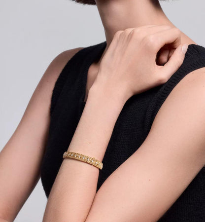 [?Glimmer]2026 WOVEN-PATTERN BRACELET SET WITH FULL DIAMOND INLAY THREE-COLORS