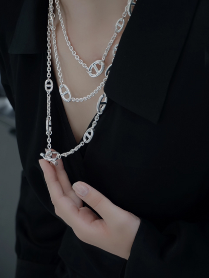 [Glimmer]Classic Silver Sweater Chain