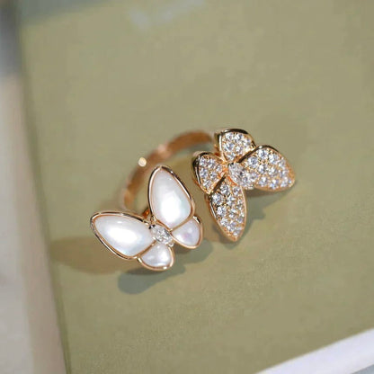 [Glimmer]TWIN BUTTERFLY DIAMOND MOP RING