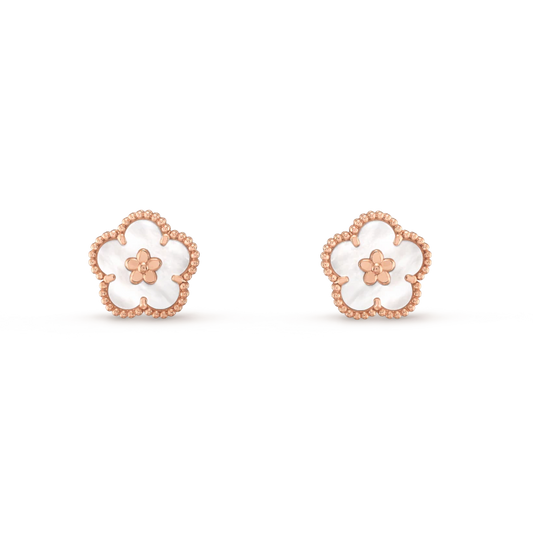 [Glimmer]LUCKY PINK GOLD WHITE MOP EARRINGS